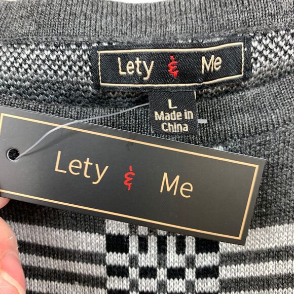 Lety & Me Sweater Women Large Black Striped Crew Neck Long Sleeve Pullover - Picture 6 of 9